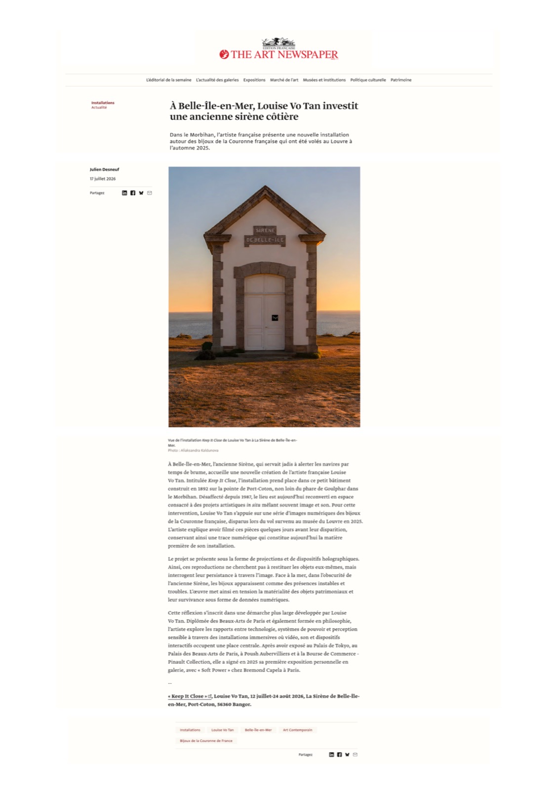 The Art Newspaper article