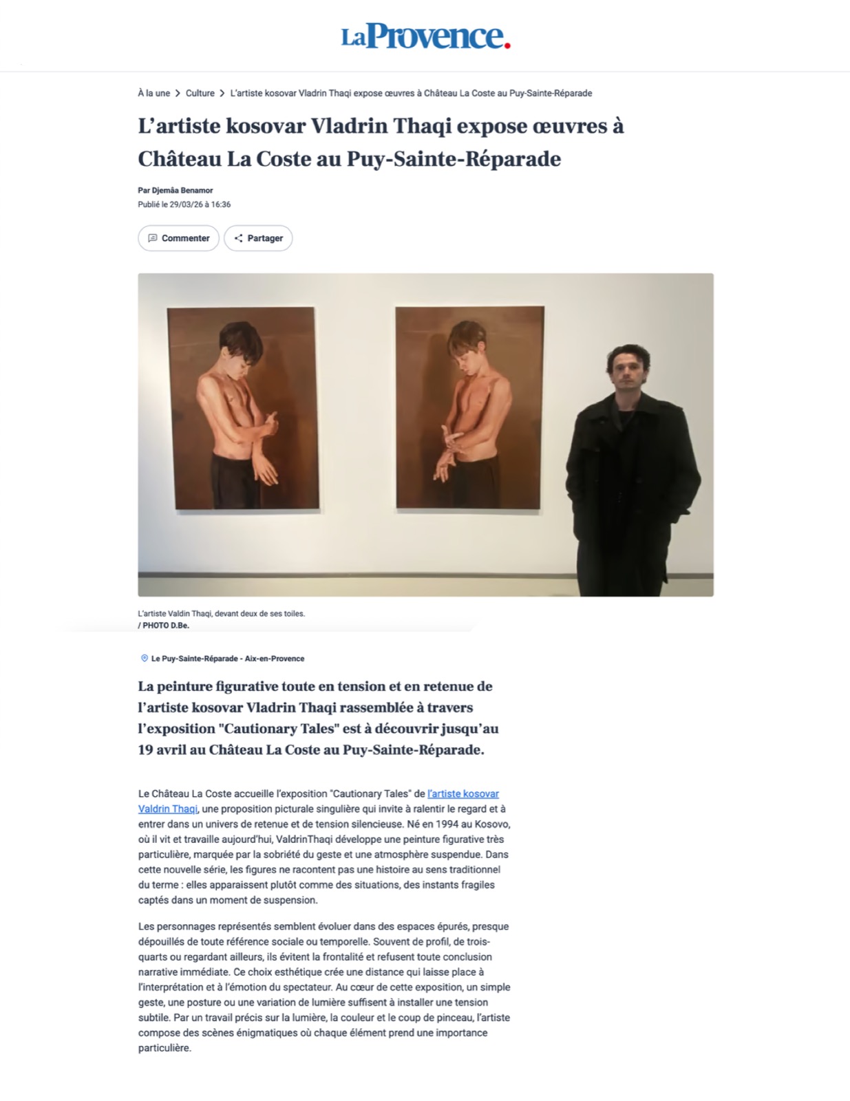 La Provence coverage of Valdrin Thaqi